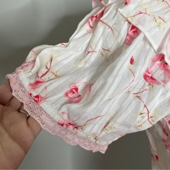 LoveShackFancy Elania lace trimmed ruffled crop top NWT XL - Picture 6 of 8